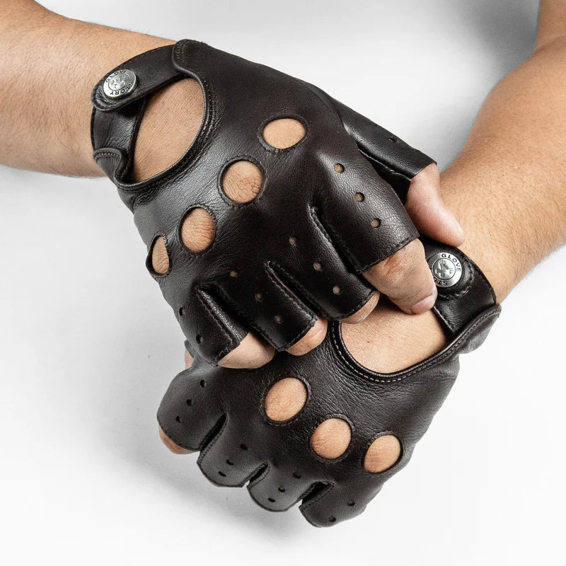 Gants de conduite cuir demi doigts